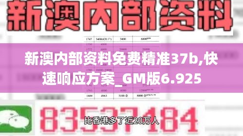 新澳内部资料免费精准37b,快速响应方案_GM版6.925