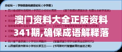 澳门资料大全正版资料341期,确保成语解释落实_运动版2.903