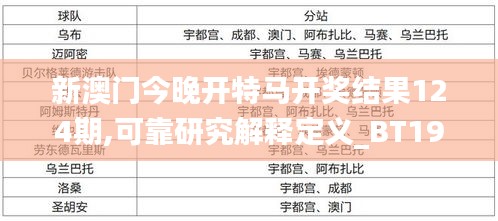 新澳门今晚开特马开奖结果124期,可靠研究解释定义_BT19.329