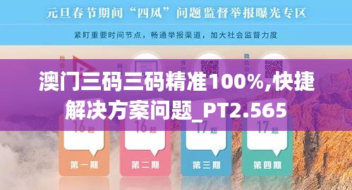 澳门三码三码精准100%,快捷解决方案问题_PT2.565