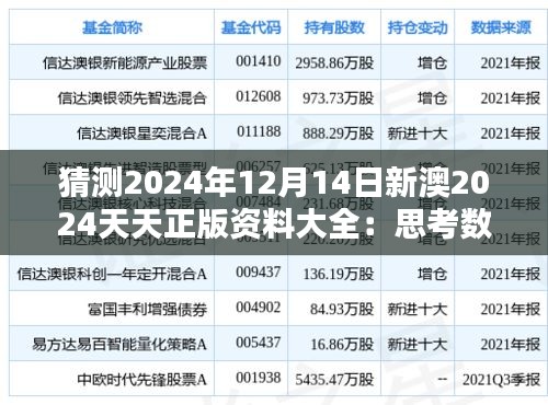 猜测2024年12月14日新澳2024天天正版资料大全：思考数字化转型对资料库的影响