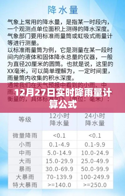 实时降雨量计算公式解析，12月27日降雨数据解读