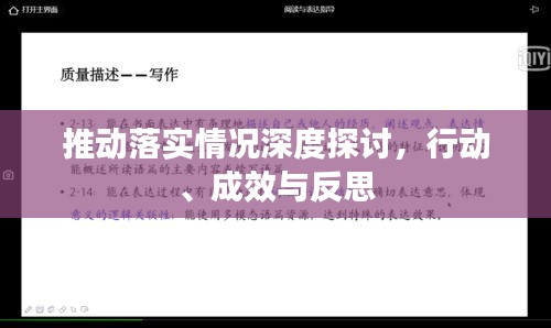 推动落实情况深度探讨，行动、成效与反思