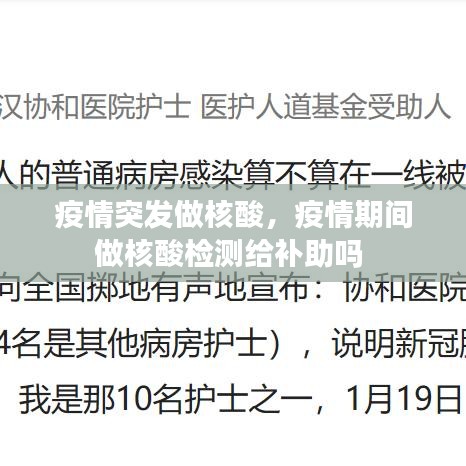 疫情突发做核酸，疫情期间做核酸检测给补助吗 