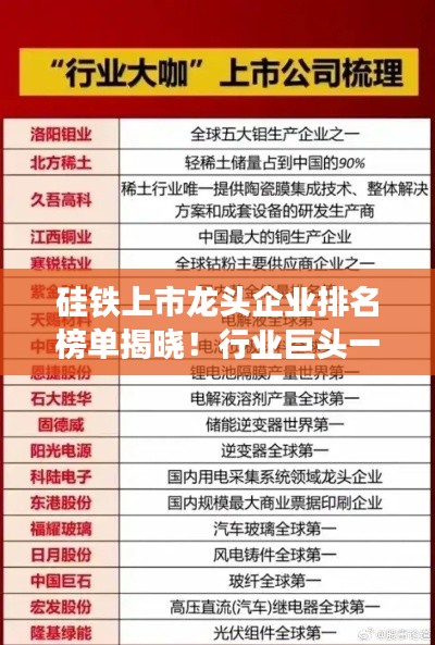 硅铁上市龙头企业排名榜单揭晓！行业巨头一览无余