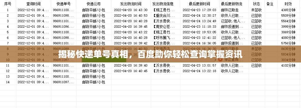 揭秘快递单号真相，百度助你轻松查询掌握资讯