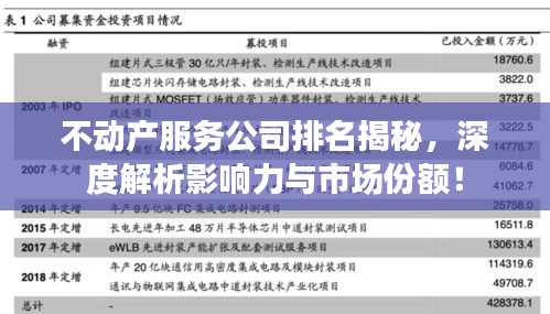 不动产服务公司排名揭秘，深度解析影响力与市场份额！