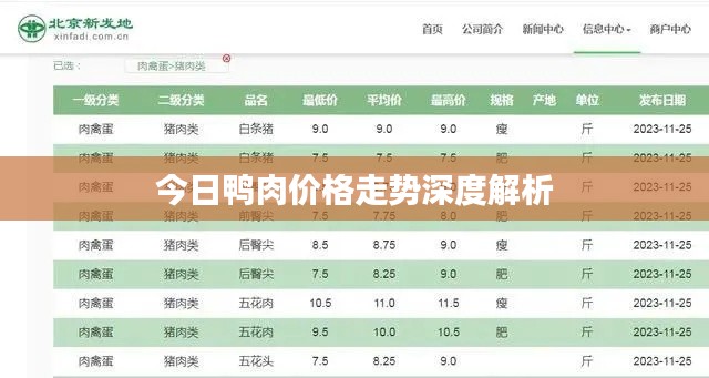 今日鸭肉价格走势深度解析